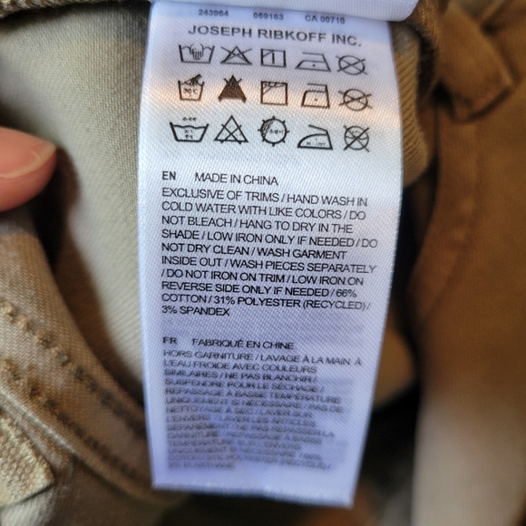 Joseph Ribkoff Rhinestone Embellished Tan Frayed Hem Crop Denim Pant - Picture 11 of 11